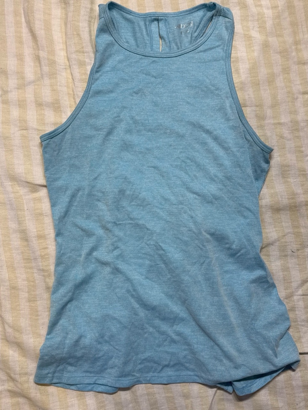 bcg Light Blue Ribbed Tank Top - Sleeveless High Neck